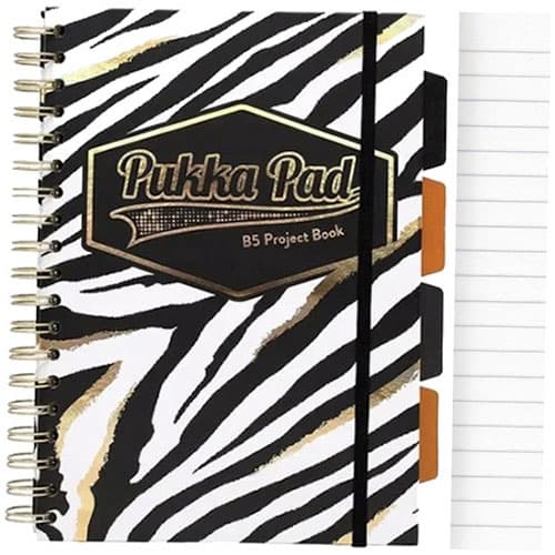 Fodrad anteckningsbok. B5 Pukka Pad. Zebra