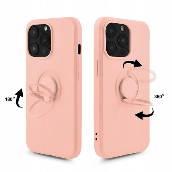 Skal till IPHONE 13 PRO Silikon Magnetisk Ring ROSA Baksida + Glas