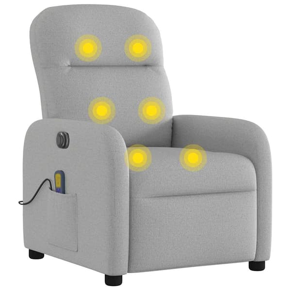 vidaXL elektrisk lænestol med massagefunktion, grå, stof