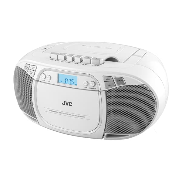 JVC Högtalare RC-E451W vit Bluetooth 5.0 CD USB kassett FM 2×1.6 W