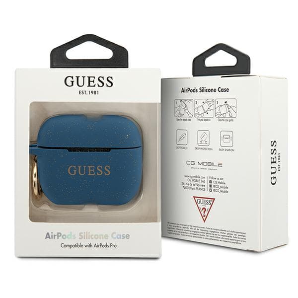 Guess Silikone Glitter Etui til AirPods Pro, Blå