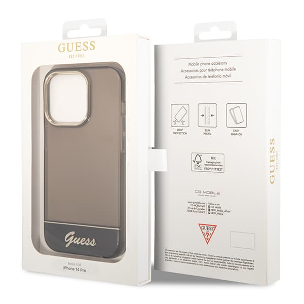 Guess Transparent Skal till iPhone 14 Pro, Svart