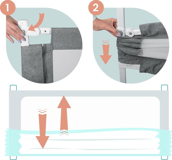 Nukido NK-227 sängskyddsräcke, grått, 160 cm