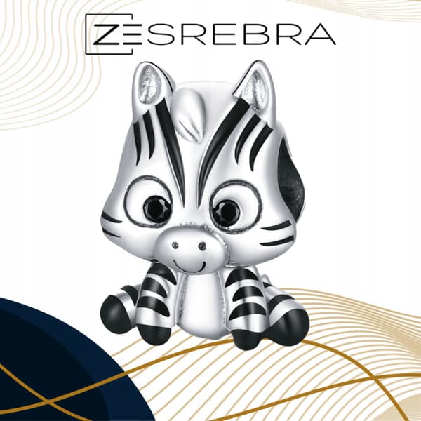 Berlocker zebrapärlor silver pr 925 djurhänge silverränder