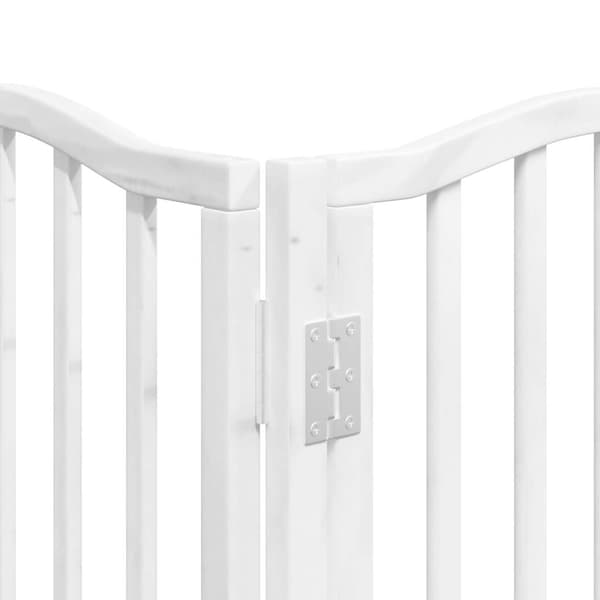 vidaXL Hopfällbar hundgrind med dörr 9 paneler vit 450 cm