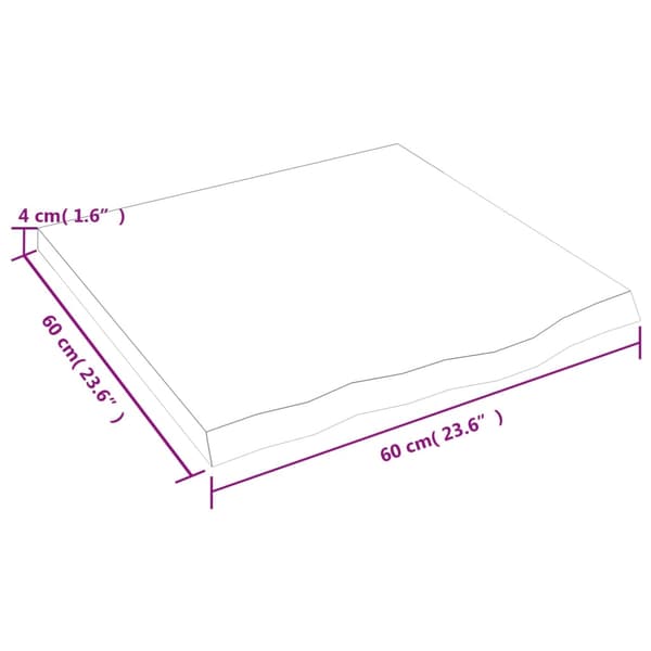 vidaXL hylde mørkebrun 60x60x(2-4) cm egetræsfinish