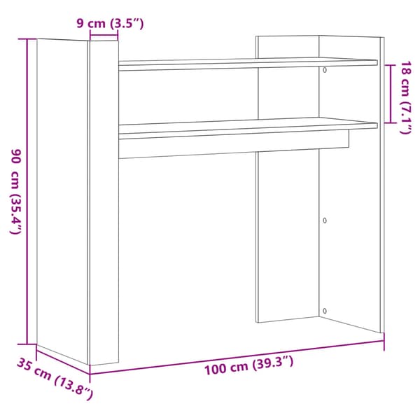 vidaXL konsolbord, sort, 100x35x90 cm, træbaseret materiale