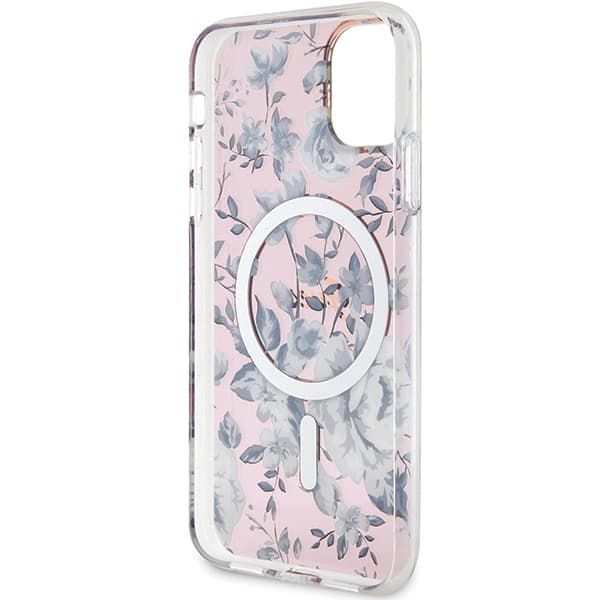 Guess Flower MagSafe-etui til iPhone 11 / Xr, lyserød