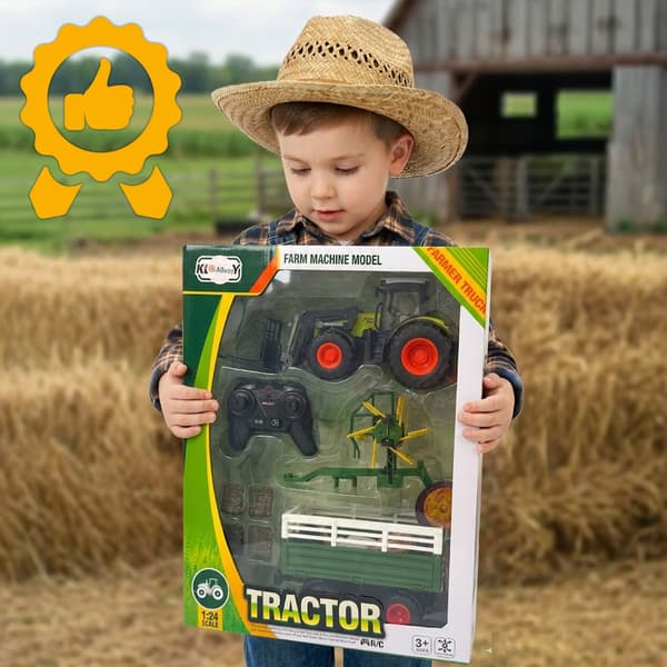 Fjernstyret traktor med trailer, rive og tilbehør Z1009