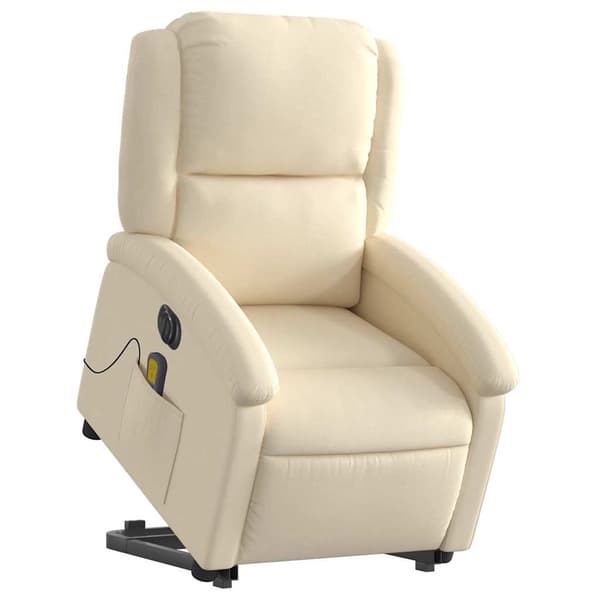 vidaXL Lyftbar massagefåtölj, elektrisk, vilstol, krämfärgad