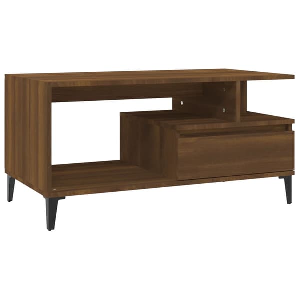 vidaXL sofabord brunt egetræ 90x49x45 cm træbaseret materiale