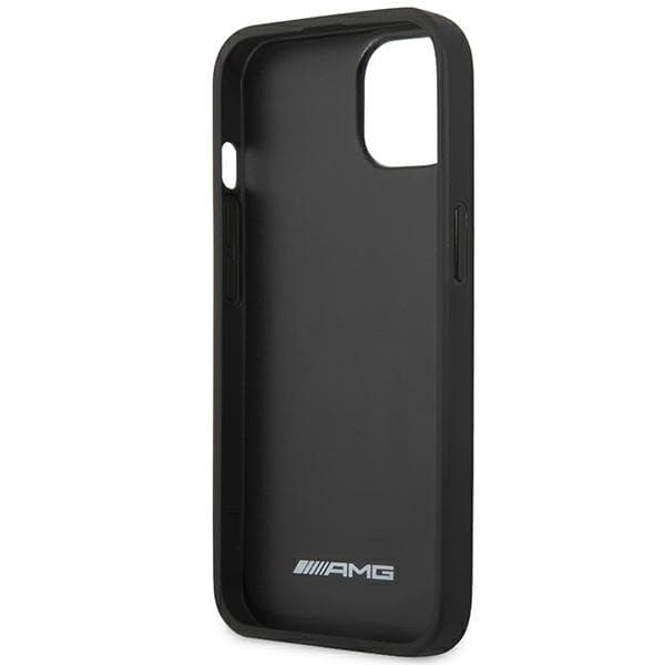 AMG AMHCP14MGSEBK iPhone 14 Plus / 15 Plus 6,7" sort/sort hårdt cover i læder med prægede linjer