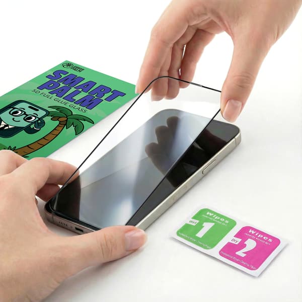 5D Full Glue Smart Palm Hærdet Glas til iPhone 15 Pro Max