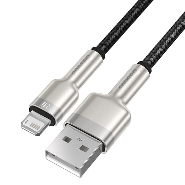 Cafule-sarjan metallidata USB-A - iPhone Lightning 2.4A 1m -kaapeli - musta