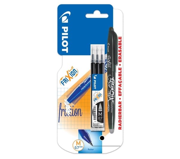 FriXion kuglepen sort 0,7 + PILOT refills