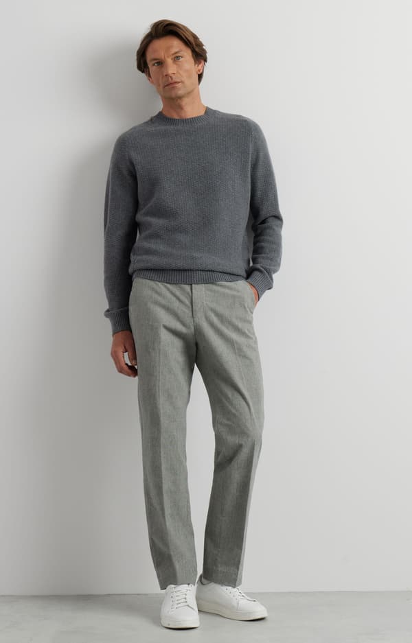 Mikromønstret sweater med rund hals S