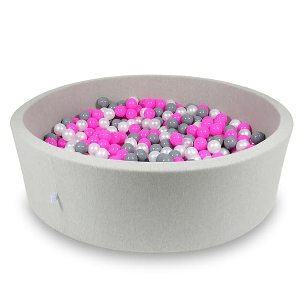 Torr pool 130x40cm ljusgrå med 700 bollar: rosa, pärlfärgad, grå