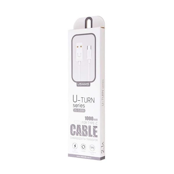 USAMS U-Turn USB-A til USB-C kabel 1m 2A hvid