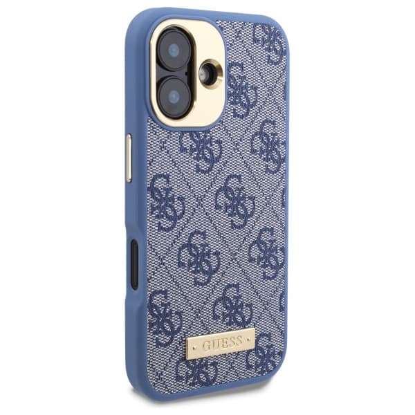 Guess 4G Logo Plate MagSafe-etui til iPhone 16 Plus, blå