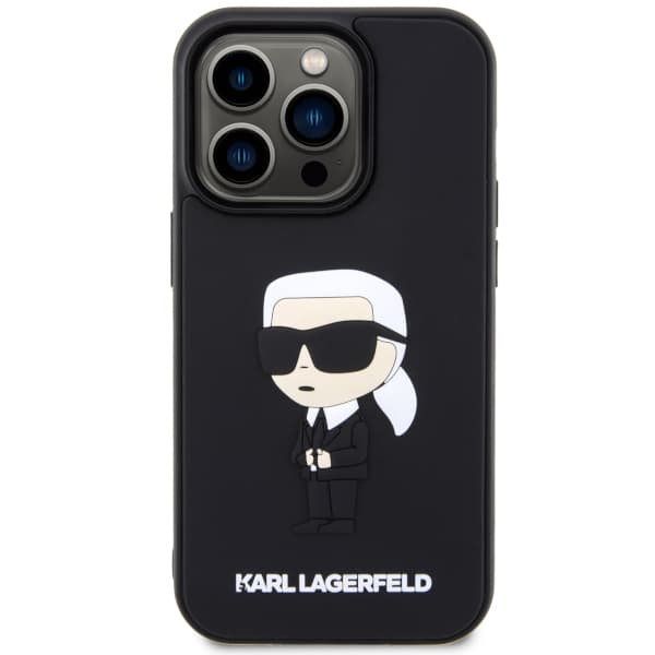 Karl Lagerfeld Rubber Ikonik 3D-cover til iPhone 14 Pro Max, sort