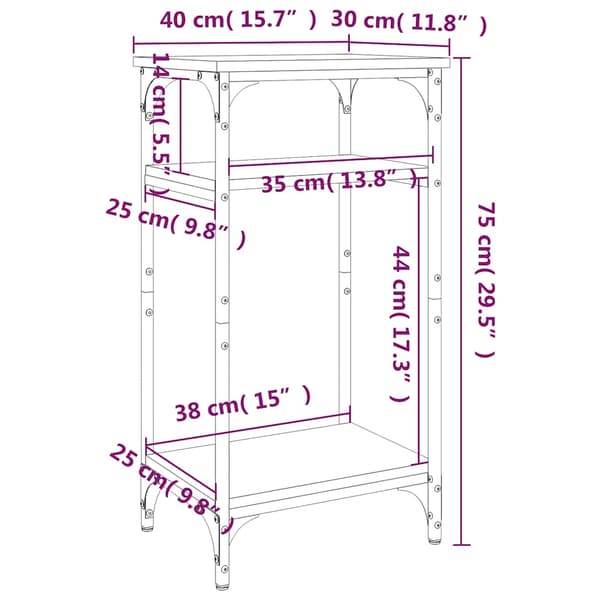 vidaXL sidebord, sort, 40x30x75 cm, træbaseret materiale