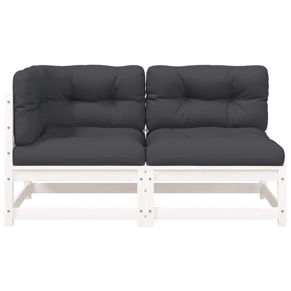 vidaXL Trädgårdssoffa med kuddar, 2-sits, vit, furu