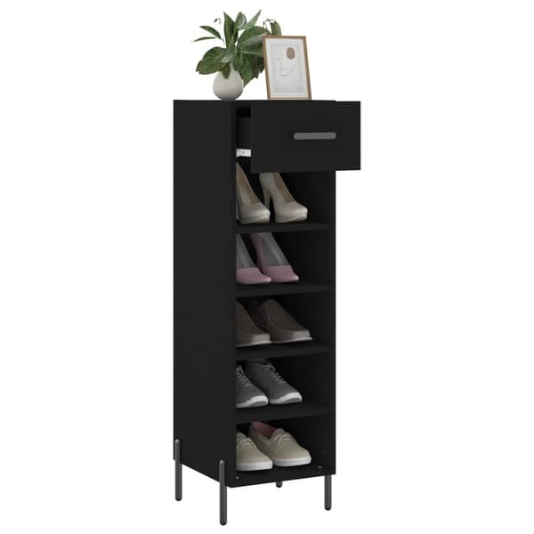 vidaXL skoskab sort 30x35x105 cm træbaseret materiale
