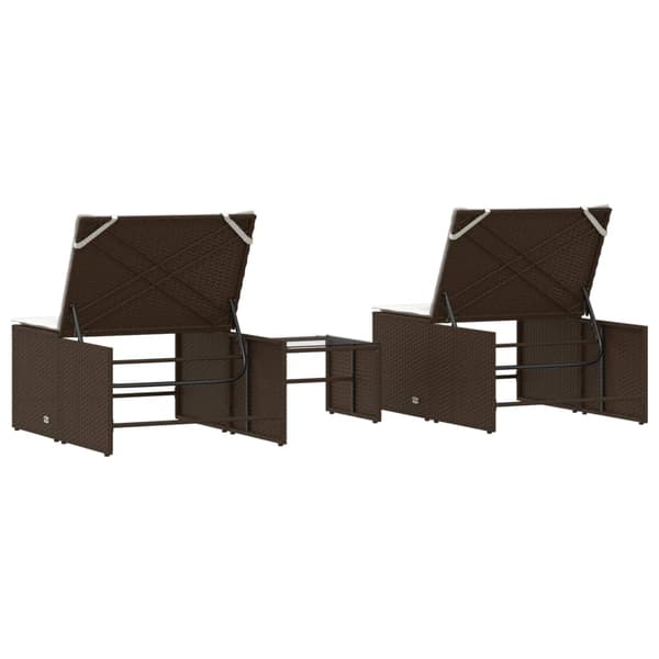 vidaXL Solstolar med bord, set om 2, brun, polyrotting