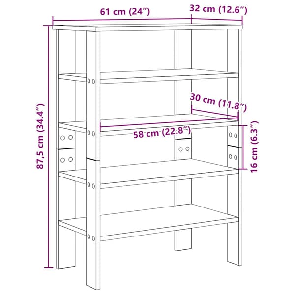 vidaXL Kenkäteline betoninharmaa 61x32x87,5 cm