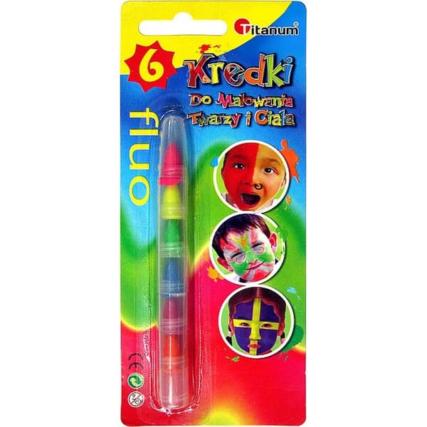 Fluorescerende ansigtsmaling farveblyanter, 6 farver