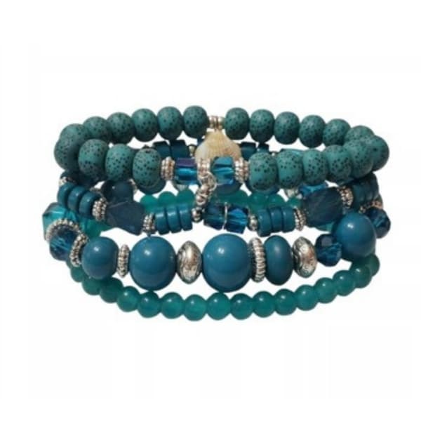 Turkos och grönt boho armbandsset