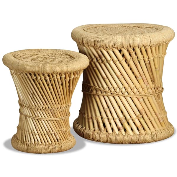 vidaXL Pallar, set om 2, bambu och jute