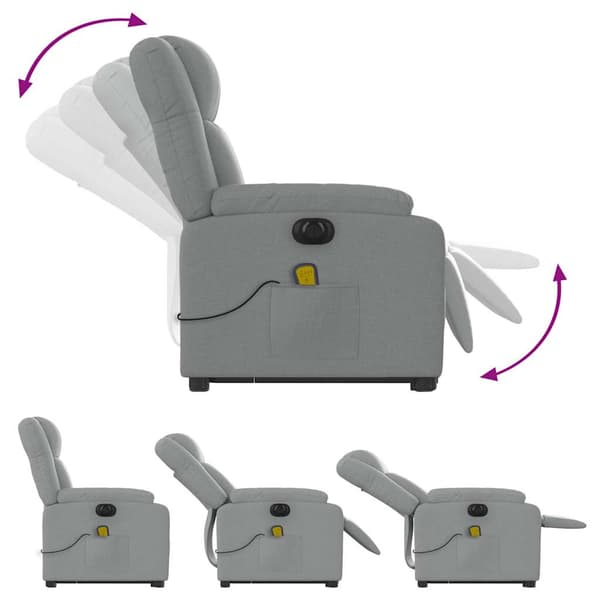 vidaXL Elektrisk lyftande massagefåtölj ljusgrå