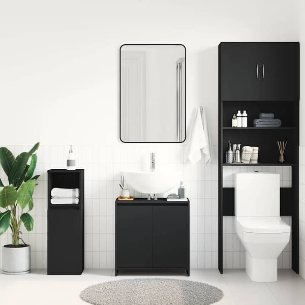 vidaXL badeværelsesskab sort 60x33x61 cm spånplade