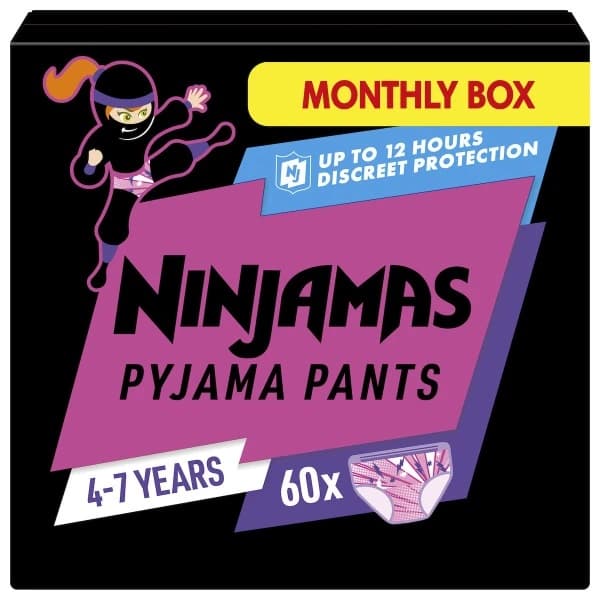 Pampers Ninjamas pyjamas blebukser til piger 4-7 år (17-30 kg) 60 stk.