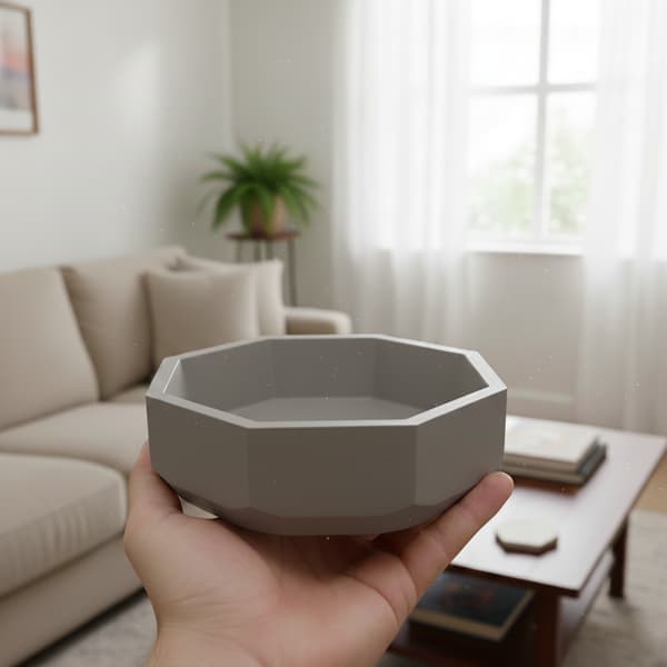 Geometrisk grå ottekantet skål, moderne design