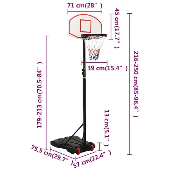 vidaXL Basketställ vit 216-250 cm polyeten