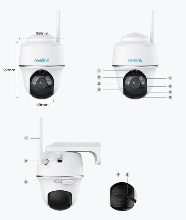 REOLINK ARGUS PT+ SORT SOLKAMERA