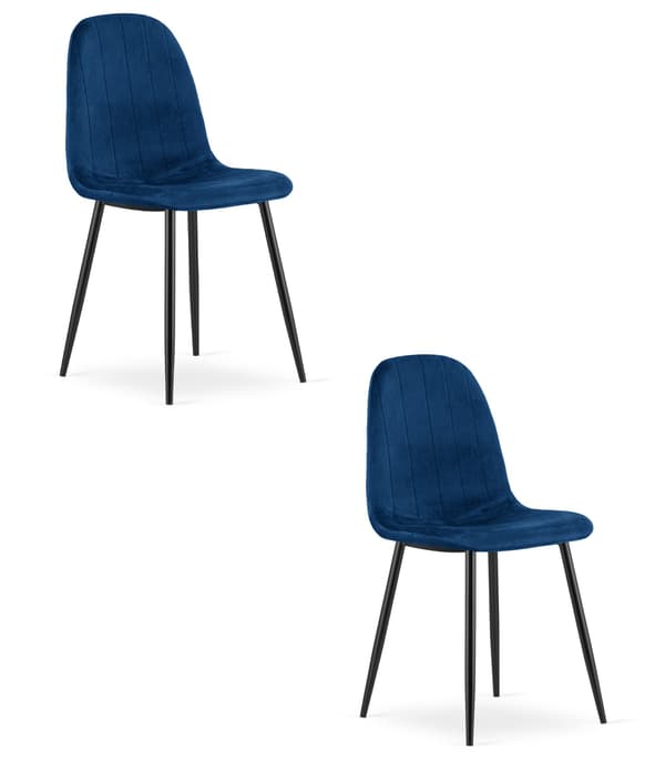PADVA stol - marineblå fløjl / sorte ben x 2