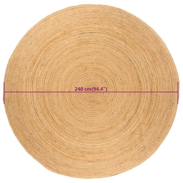 vidaXL Flätad jutematta, 240 cm, rund