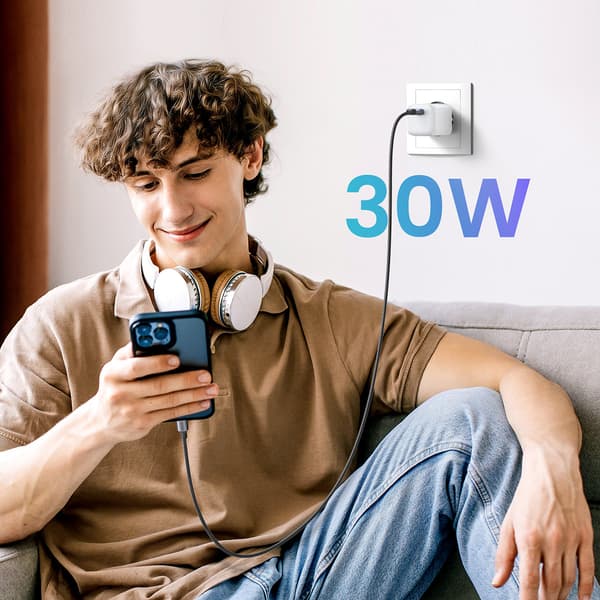 Nexode Mini 1x USB-C 30W PD Snabbladdare, GaN, Vit