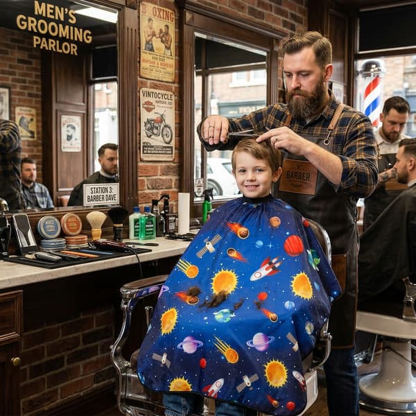 Barbermantel för en stor hårsalong