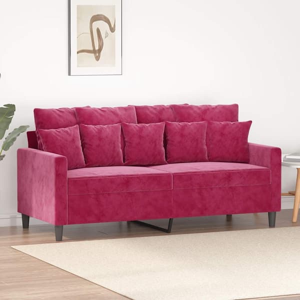 vidaXL 2-sitssoffa vinröd 140 cm klädd i sammet