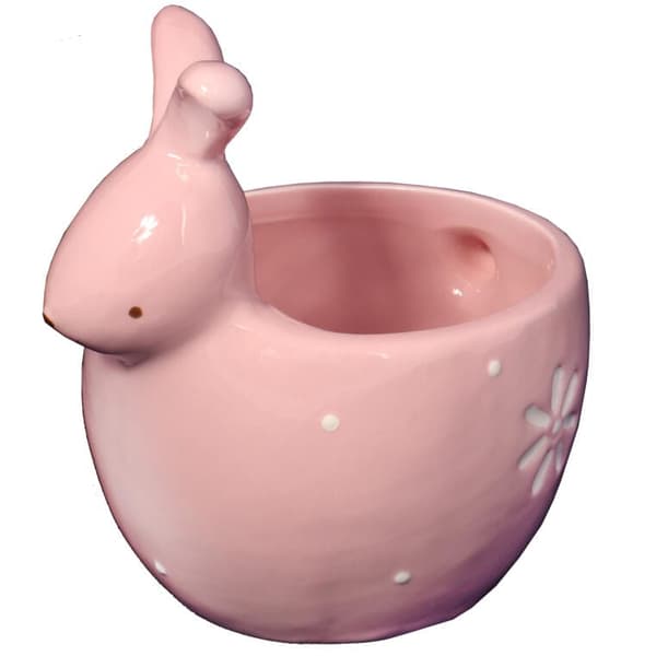 KERAMISKT KANINSTÄLL I ROSA SKÅL