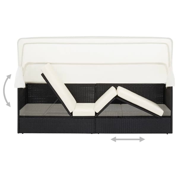 vidaXL havesofa med baldakin, sort, polyrattan