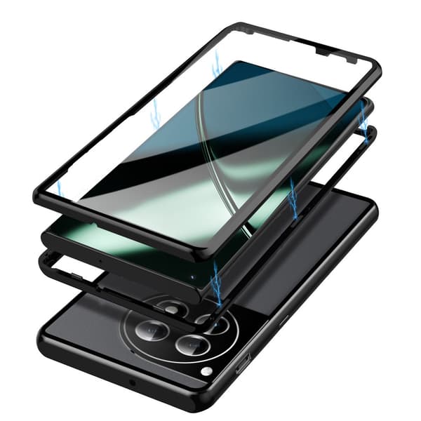 Etui til OnePlus 12 5G, Magnetisk Dobbelt Glas, Sort