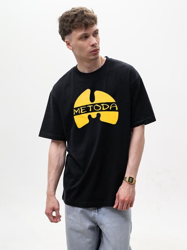 Method Sport Squad musta lyhythihainen ylisuuri T-paita M