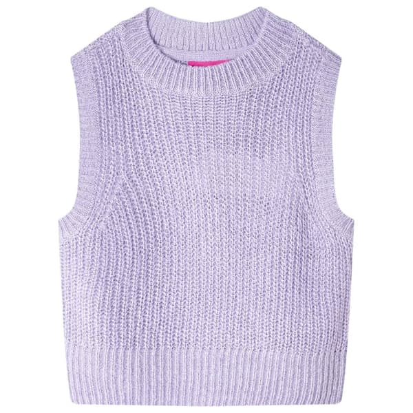 Børne strikket sweatervest, lys lilla, 128