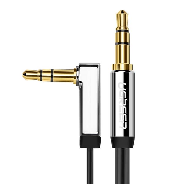 Fladkabel AUX lydkabel 3,5 mm mini-jack 2m sølv