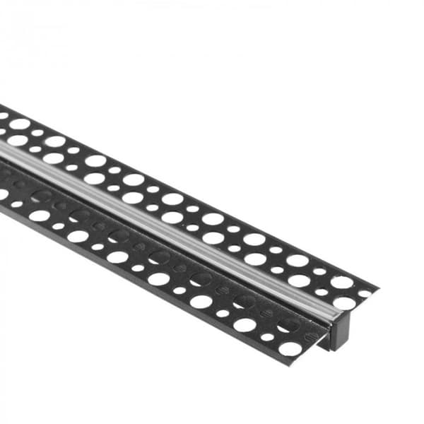 Profil til LED-strimler, indbygget, sort, + transparent afdækning, 2m, smal